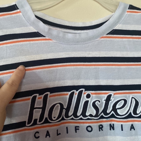 Hollister  striped crew neck short sleeves‎ embroidered logo tee Juniors small - Picture 5 of 9